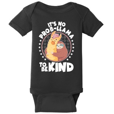 Funny Cute It's No ProbLlama To Be Kind Baby Bodysuit