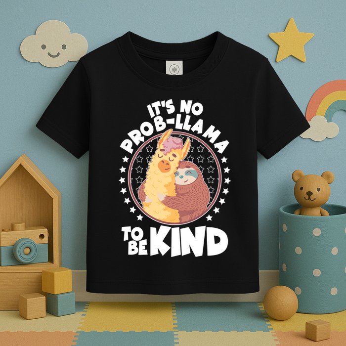Funny Cute It's No ProbLlama To Be Kind Toddler T-Shirt