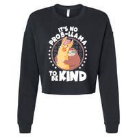 Funny Cute It's No ProbLlama To Be Kind Cropped Pullover Crew