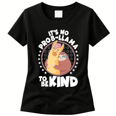 Funny Cute It's No ProbLlama To Be Kind Womens T-Shirt