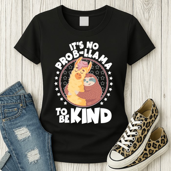 Funny Cute It's No ProbLlama To Be Kind Womens T-Shirt
