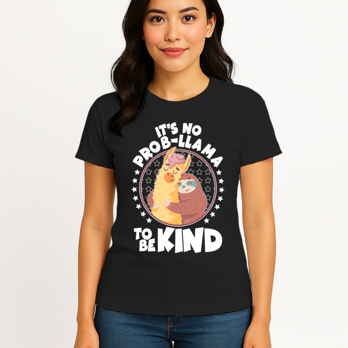 Funny Cute It's No ProbLlama To Be Kind Womens T-Shirt