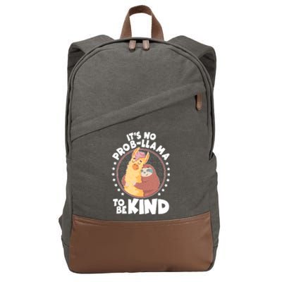 Funny Cute It's No ProbLlama To Be Kind Cotton Canvas Backpack