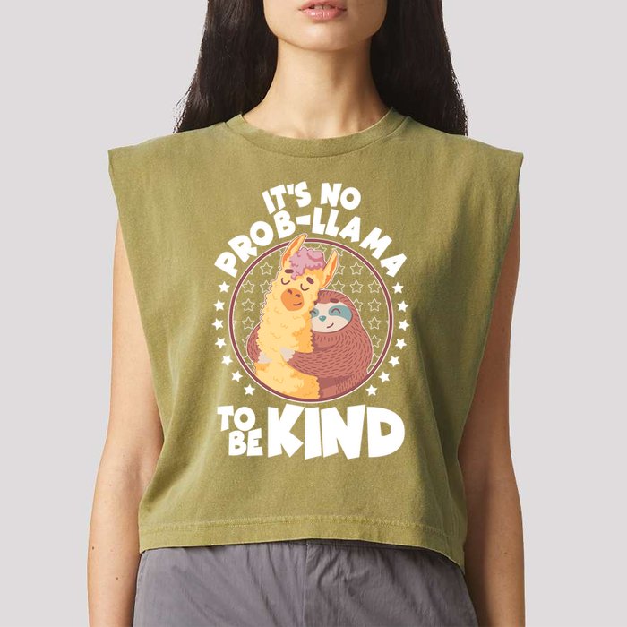 Funny Cute It's No ProbLlama To Be Kind Garment-Dyed Women's Muscle Tee