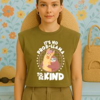 Funny Cute It's No ProbLlama To Be Kind Garment-Dyed Women's Muscle Tee