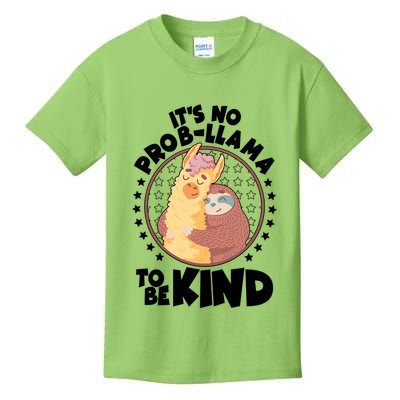 Funny Cute It's No ProbLlama To Be Kind Kids T-Shirt