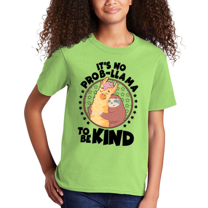 Funny Cute It's No ProbLlama To Be Kind Kids T-Shirt