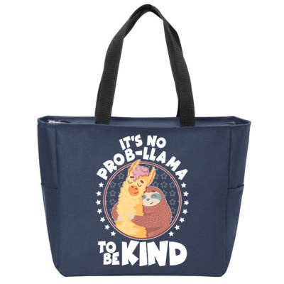 Funny Cute It's No ProbLlama To Be Kind Zip Tote Bag