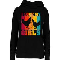 Funny Chicken I Love My Girls Poultry Chicken Farmer Gift Womens Funnel Neck Pullover Hood