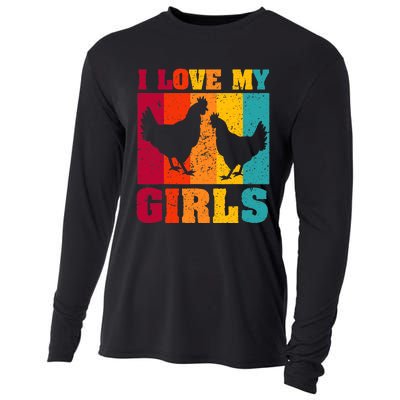 Funny Chicken I Love My Girls Poultry Chicken Farmer Gift Cooling Performance Long Sleeve Crew