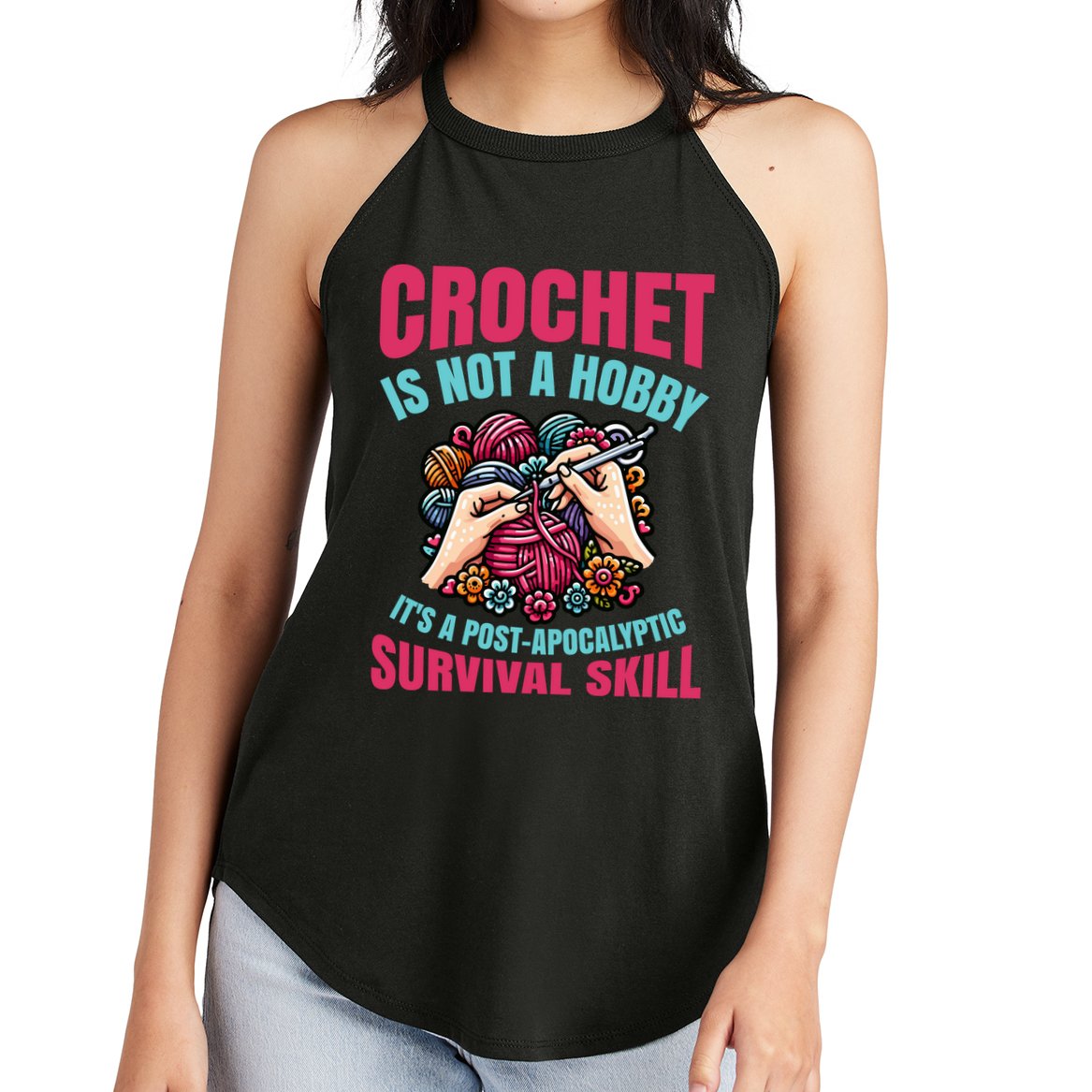Funny Crochet Is Not A Hobby Women's Perfect Tri Rocker Tank