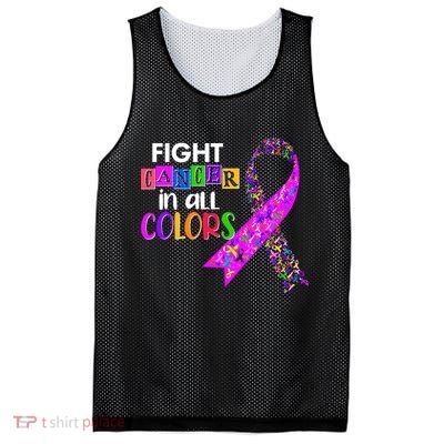 Fight Cancer In All Colors Awareness Ribbons Mesh Reversible Basketball Jersey Tank