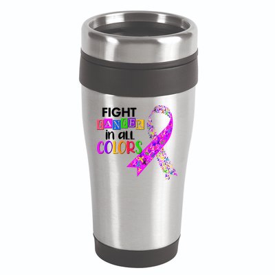 Fight Cancer In All Colors Awareness Ribbons 16oz Travel Tumbler