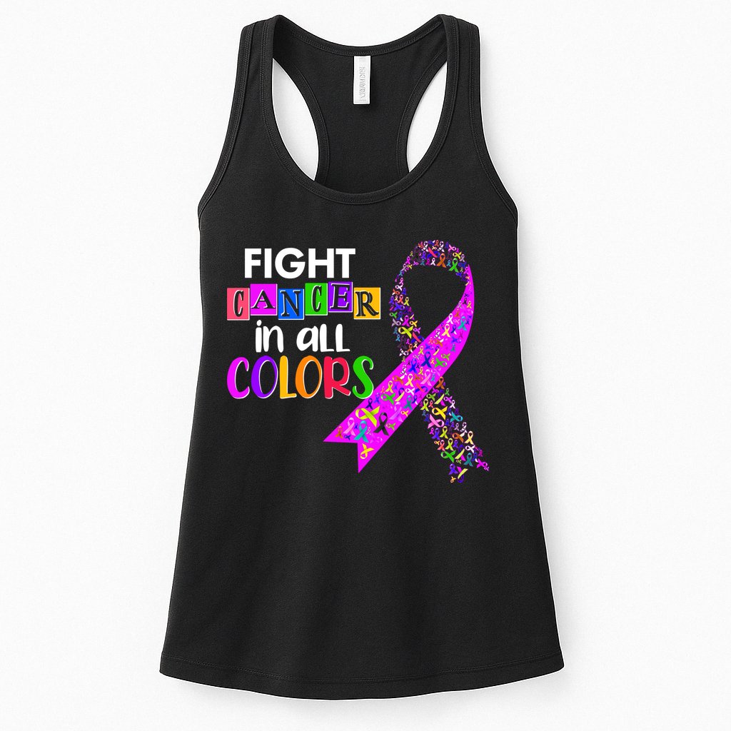Fight Cancer In All Colors Awareness Ribbons Womens Tank Top