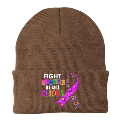 Fight Cancer In All Colors Awareness Ribbons Knit Cap Winter Beanie