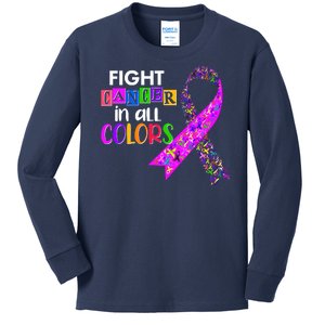 Fight Cancer In All Colors Awareness Ribbons Kids Long Sleeve Shirt