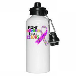 Fight Cancer In All Colors Awareness Ribbons Aluminum Water Bottle