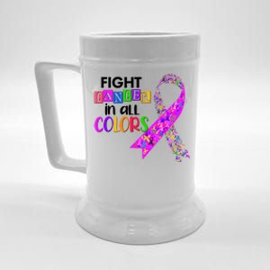 Fight Cancer In All Colors Awareness Ribbons Beer Stein