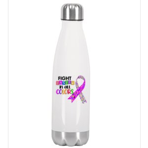 Fight Cancer In All Colors Awareness Ribbons Stainless Steel Insulated Water Bottle