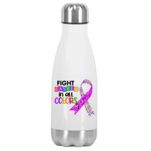 Fight Cancer In All Colors Awareness Ribbons Stainless Steel Insulated Water Bottle