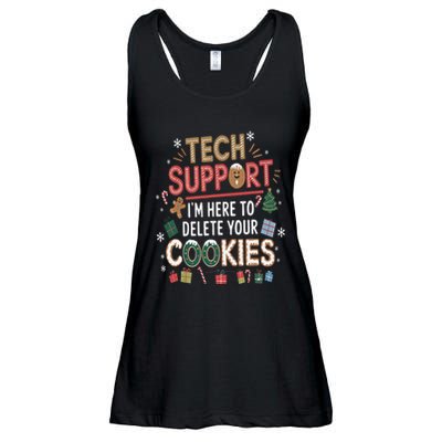 Funny Christmas I’M Here To Delete Your Cookies Techsupport Ladies Essential Flowy Tank