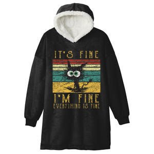 Funny Cat Its Fine Im Fine Everything Is Fine Cat Hooded Wearable Blanket