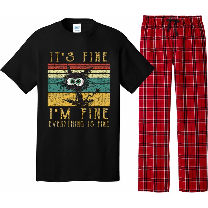 Funny Cat Its Fine Im Fine Everything Is Fine Cat Pajama Set