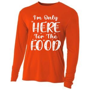 Funny Christmas Im Only Here For The Food Pajamas Xmas Great Gift Cooling Performance Long Sleeve Crew