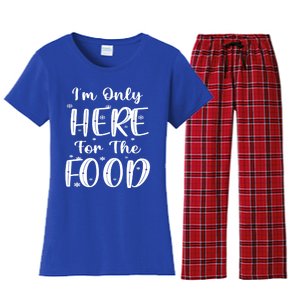 Funny Christmas Im Only Here For The Food Pajamas Xmas Great Gift Women's Flannel Pajama Set