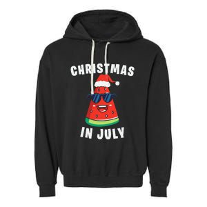 Funny Christmas in July Watermelon Garment-Dyed Fleece Hoodie