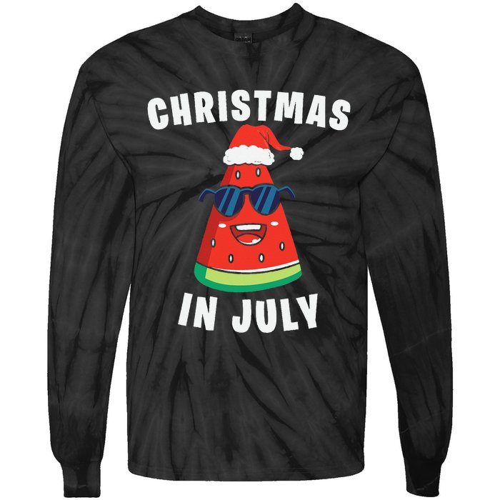 Funny Christmas in July Watermelon Tie-Dye Long Sleeve Shirt