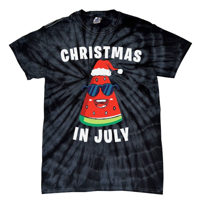 Funny Christmas in July Watermelon Tie-Dye T-Shirt