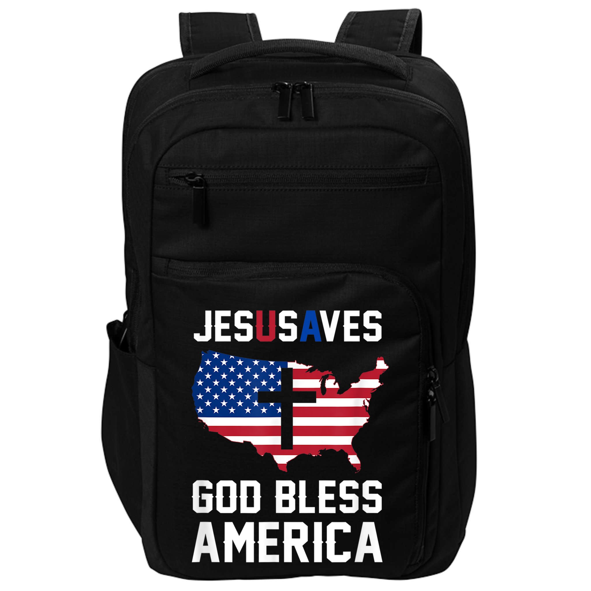 Funny Christian Jesus Saves Patriotic USA God Bless America Impact Tech Backpack