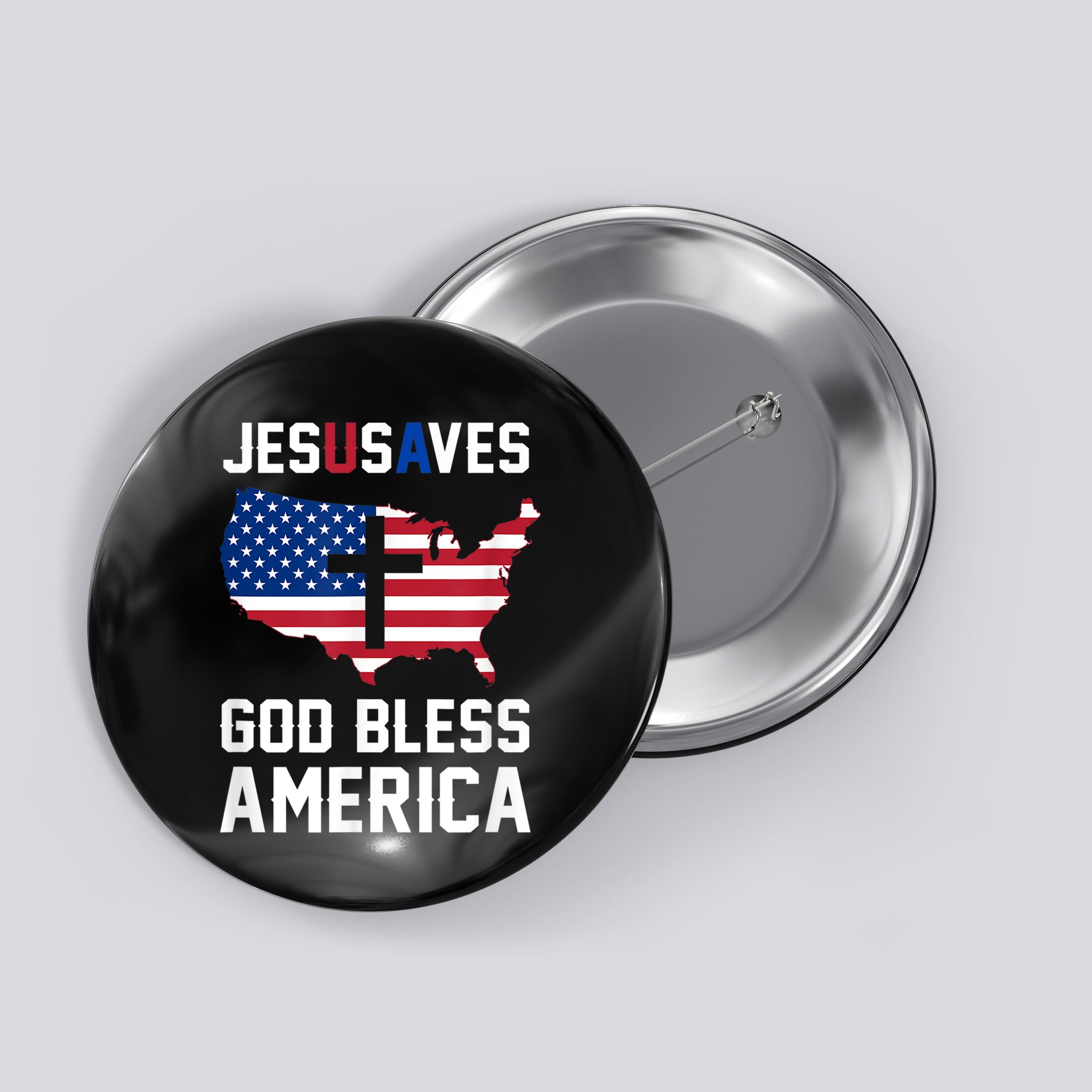 Funny Christian Jesus Saves Patriotic USA God Bless America Button