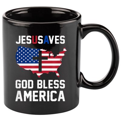 Funny Christian Jesus Saves Patriotic USA God Bless America 11oz C Handle Ceramic Mug