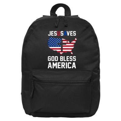Funny Christian Jesus Saves Patriotic USA God Bless America 16 in Basic Backpack