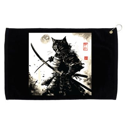 Funny Cat Japanese Samurai Ukiyoe Art Grommeted Golf Towel