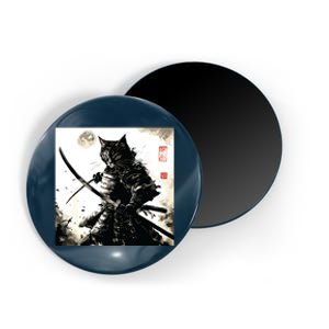 Funny Cat Japanese Samurai Ukiyoe Art Magnet