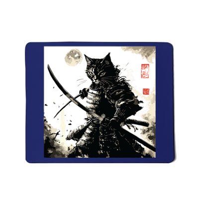 Funny Cat Japanese Samurai Ukiyoe Art Mousepad