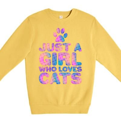 Funny Cute Just A Girl Who Loves Cats Premium Crewneck Sweatshirt