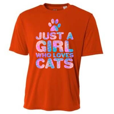 Funny Cute Just A Girl Who Loves Cats Cooling Performance Crew T-Shirt