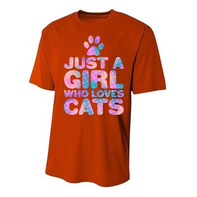 Funny Cute Just A Girl Who Loves Cats Performance Sprint T-Shirt