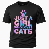 Funny Cute Just A Girl Who Loves Cats Cooling Performance Crew T-Shirt