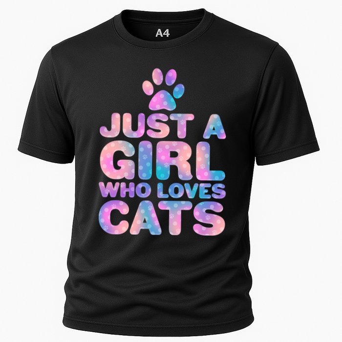 Funny Cute Just A Girl Who Loves Cats Cooling Performance Crew T-Shirt