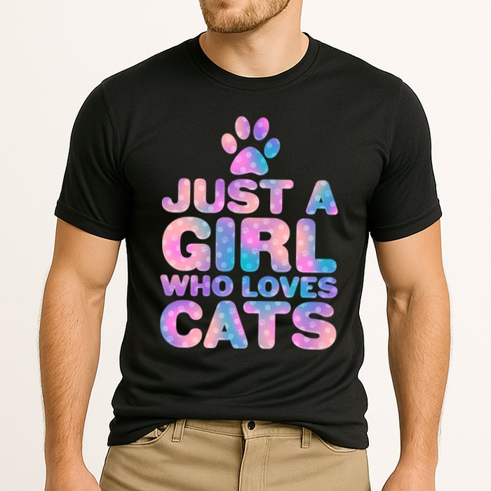 Funny Cute Just A Girl Who Loves Cats Cooling Performance Crew T-Shirt