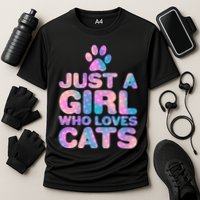 Funny Cute Just A Girl Who Loves Cats Cooling Performance Crew T-Shirt