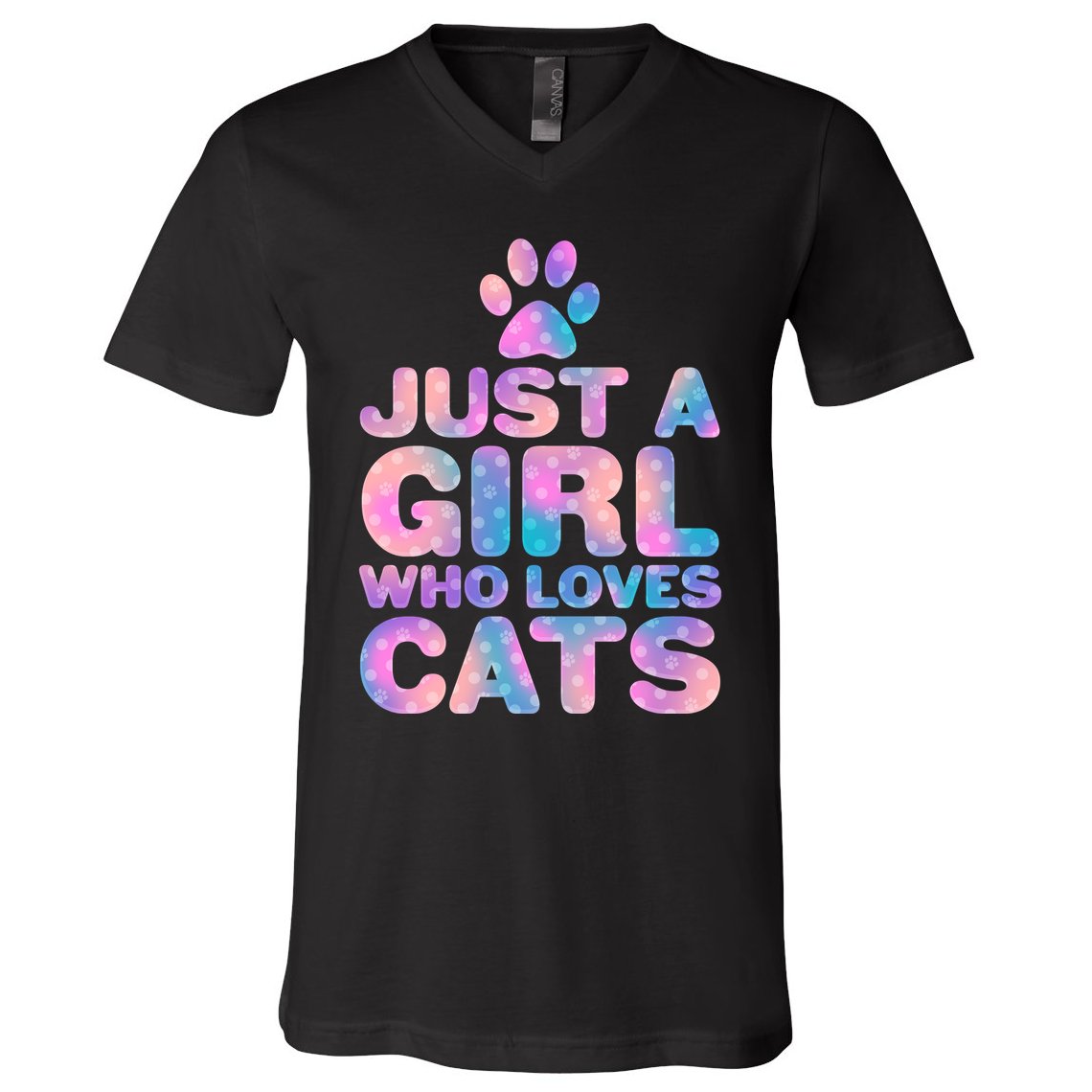 Funny Cute Just A Girl Who Loves Cats V-Neck T-Shirt