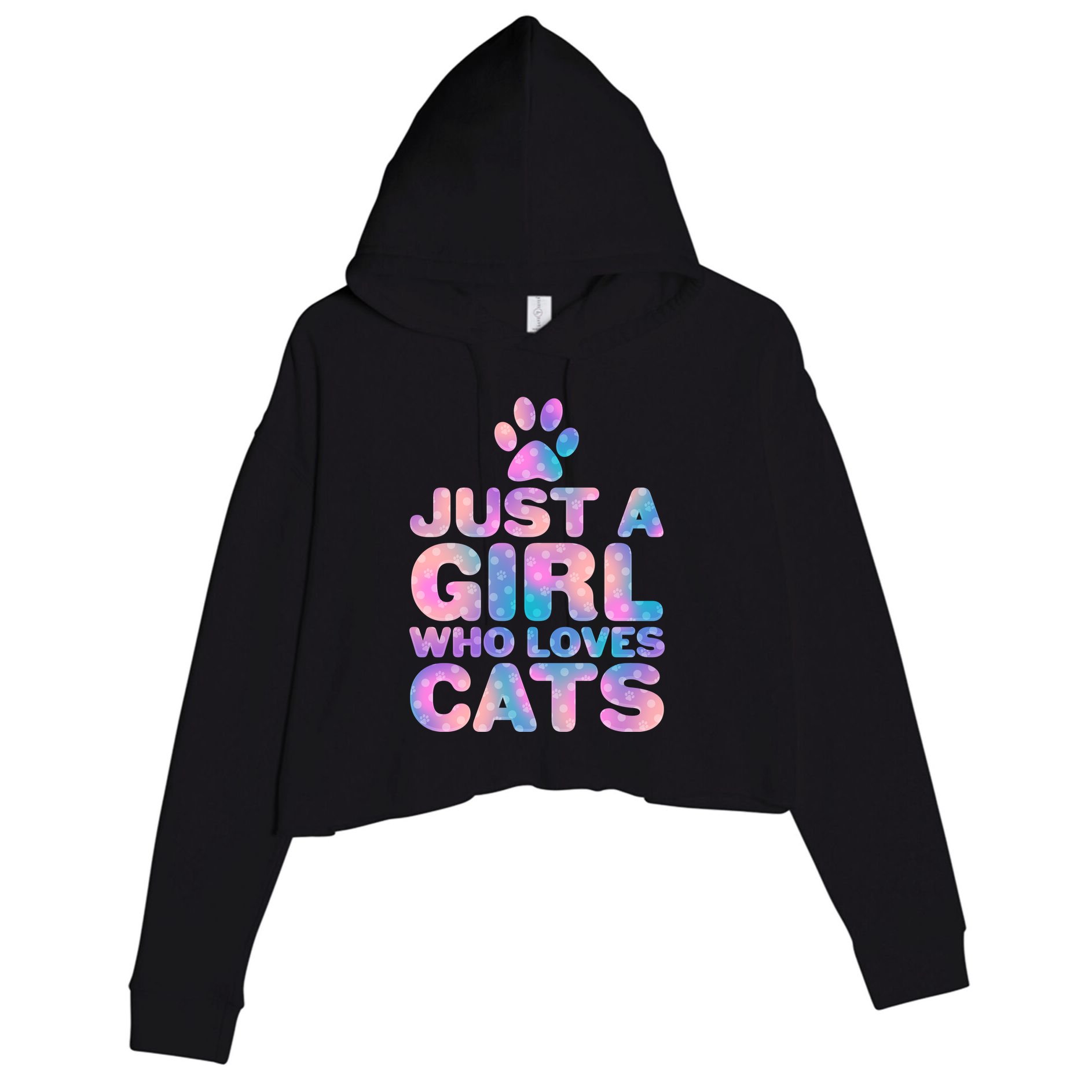 Funny Cute Just A Girl Who Loves Cats Crop Fleece Hoodie