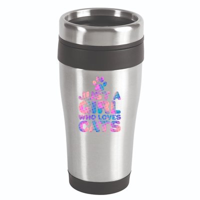 Funny Cute Just A Girl Who Loves Cats 16oz Travel Tumbler
