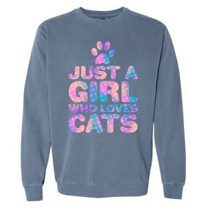 Funny Cute Just A Girl Who Loves Cats Garment-Dyed Sweatshirt